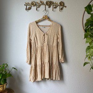 American Eagle Yellow Floral Long Sleeve Babydoll Dress sz XS
